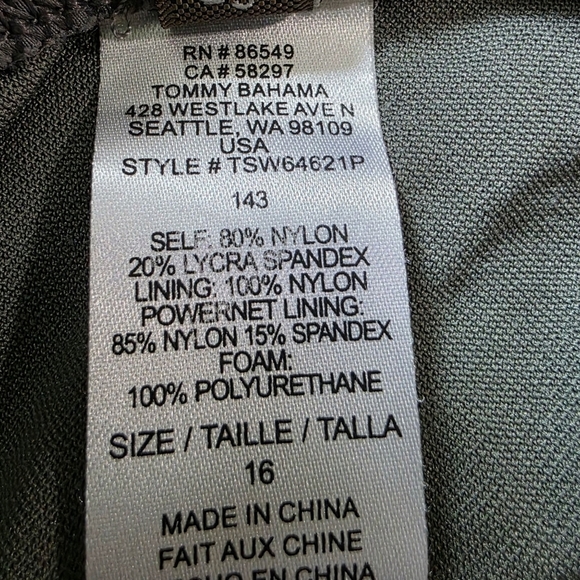 Tommy Bahama Bandeau Halter One Piece Swimsuit, Gray, Size 16 - Picture 8 of 11